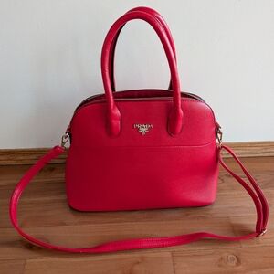 Red Faux Leather Satchel
